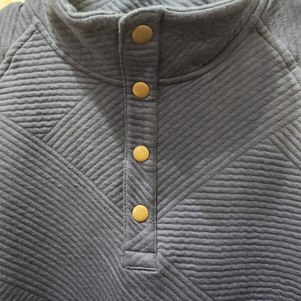 Goodfellow & Co Blue Pullover With  Mock Neck 1/4 Snaps Size M